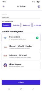 Screenshot Metode Pembayaran Transfer Bank Isi Pulsa